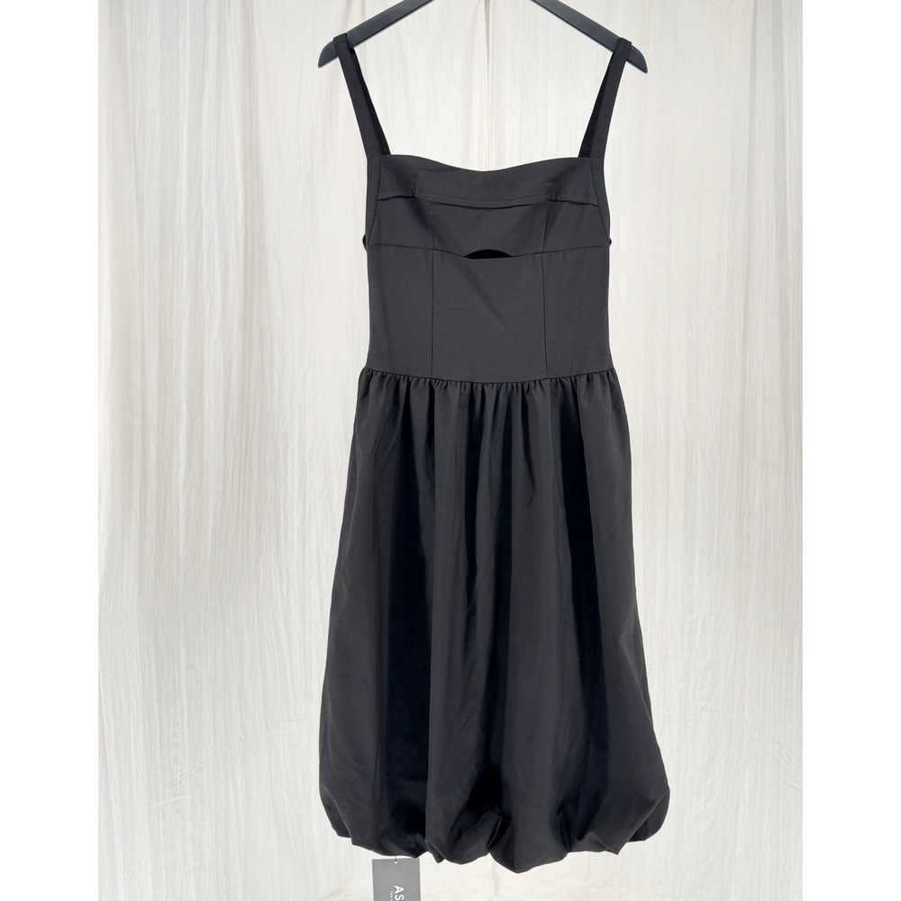 NEW ASTR The Label Jevi Dress Black Bubble Hem Midi Dress M